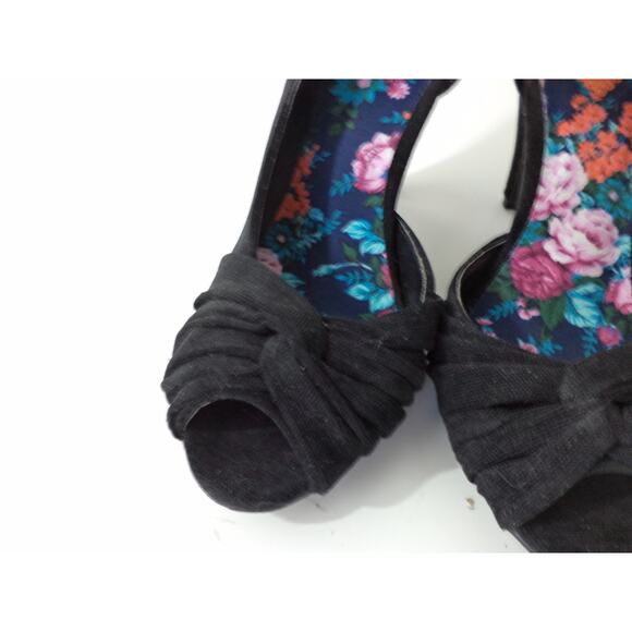 ROCKET DOG BLACK VELOUR FABRIC OPEN TOE D'ORSAY HEEL PUMP SHOE SZ 7M - Picture 3 of 7